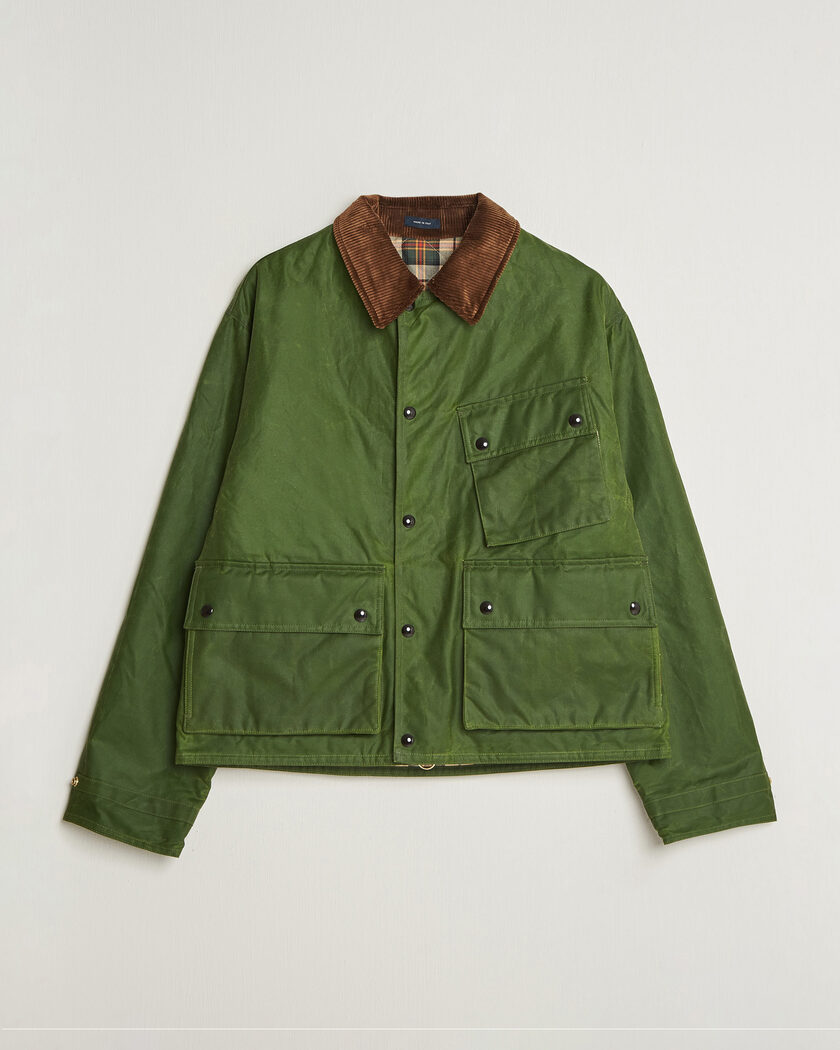 Drake's Waxed Wader Jacket Lemongrass – Groen