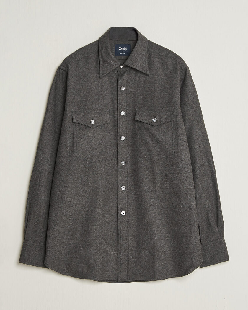 Drake's Two Pocket Casual Shirt Grey – Grijs