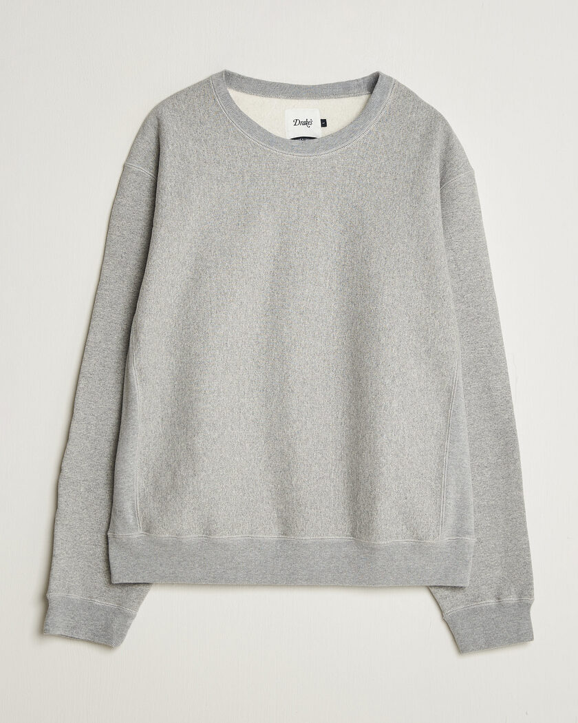 Drake's Reverse Weave Crewneck Sweatshirt Grey – Grijs