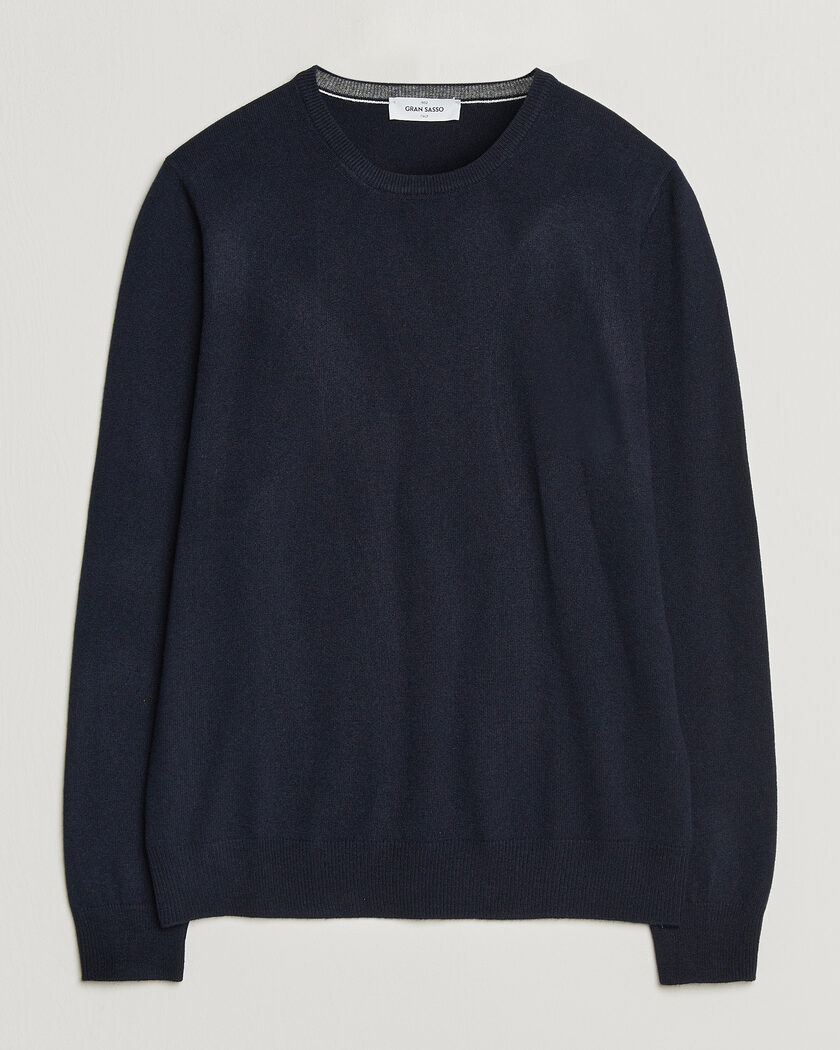 Gran Sasso Wool/Cashmere Crew Neck Navy – Blauw