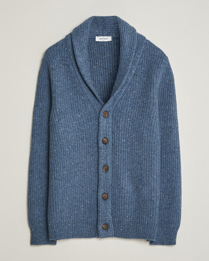 Gran Sasso Wool/Cashmere Donegal Cardigan Blue – Blauw