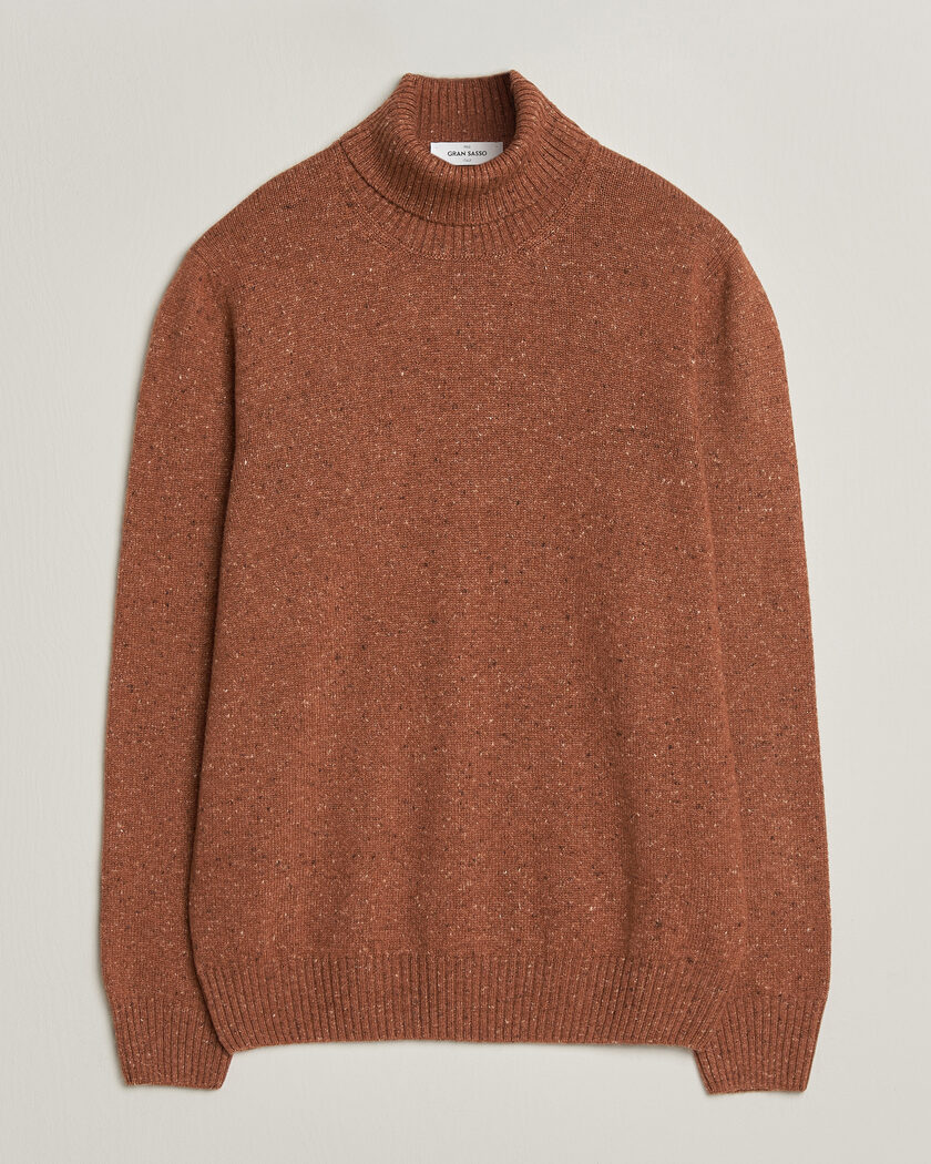 Gran Sasso Wool/Cashmere Donegal Rollneck Rust Orange – Oranje