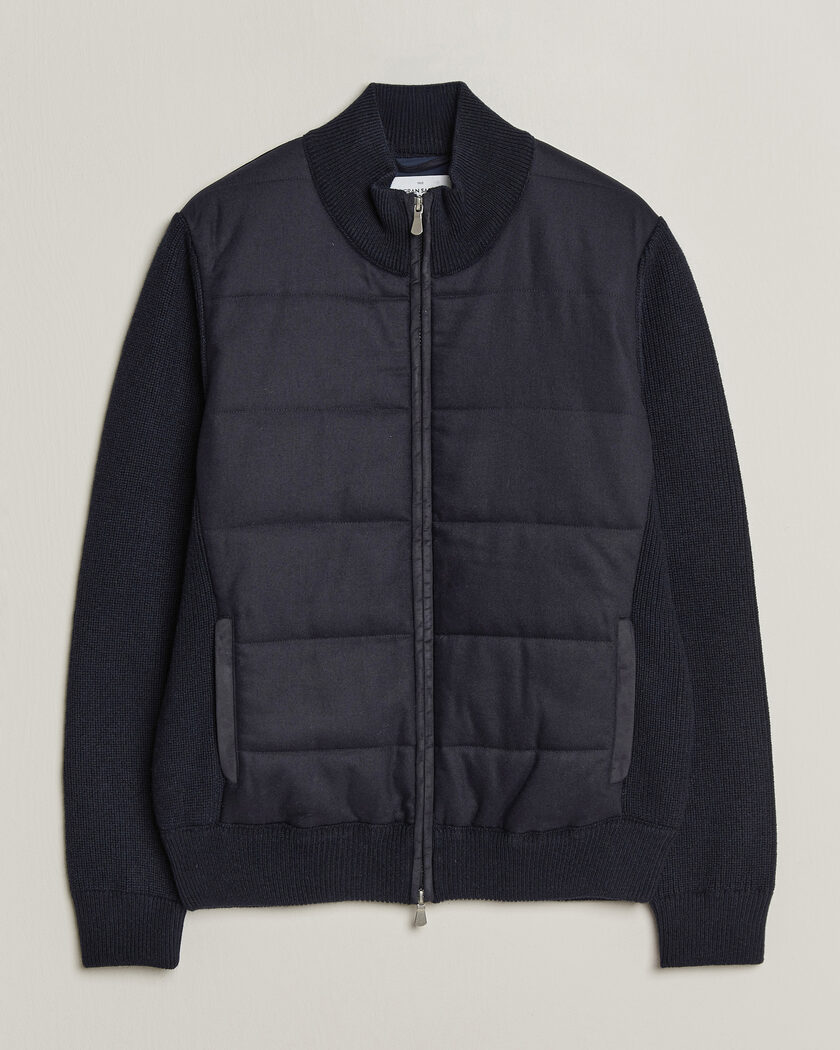 Gran Sasso Brushed Wool Hybrid Jacket Navy – Blauw