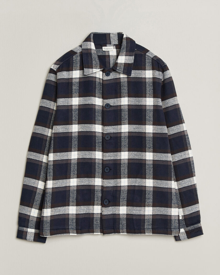 KnowledgeCotton Apparel Flannel Check Overshirt Navy – Blauw