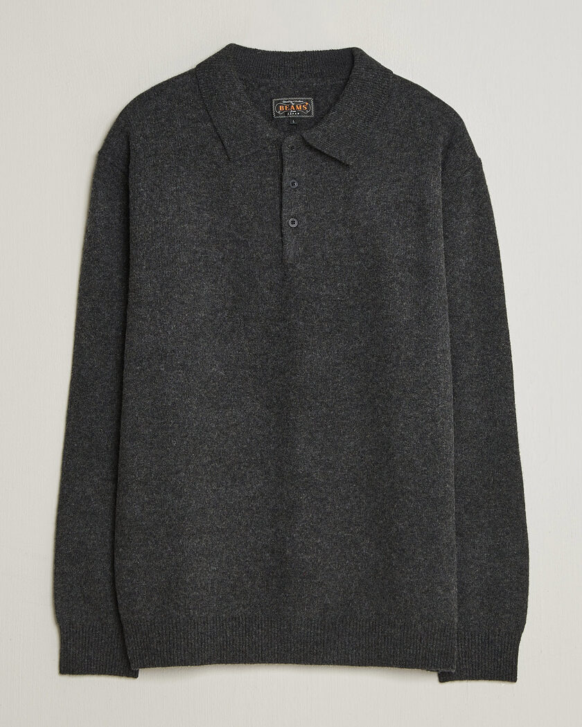 BEAMS PLUS Knitted Wool Polo Charcoal – Grijs