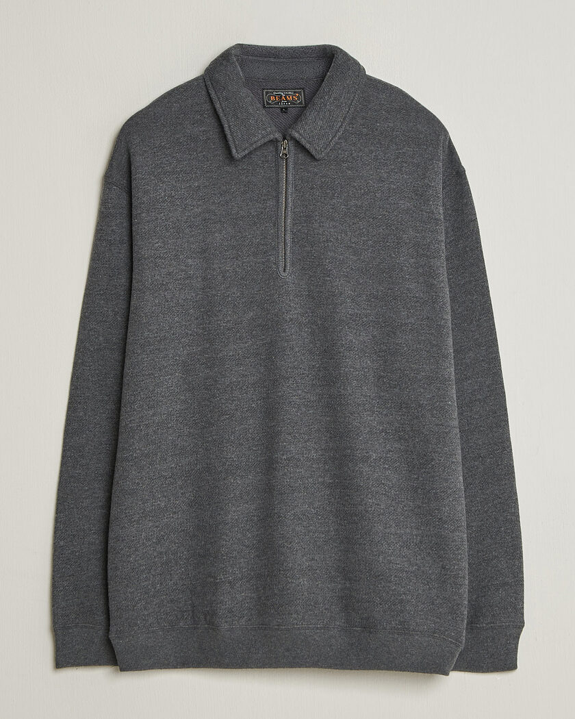 BEAMS PLUS Wool/Cotton Half Zip Charcoal – Grijs
