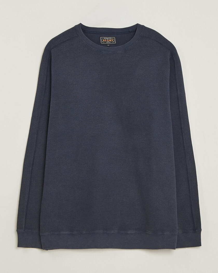BEAMS PLUS Fade Thermal Crew Navy – Blauw