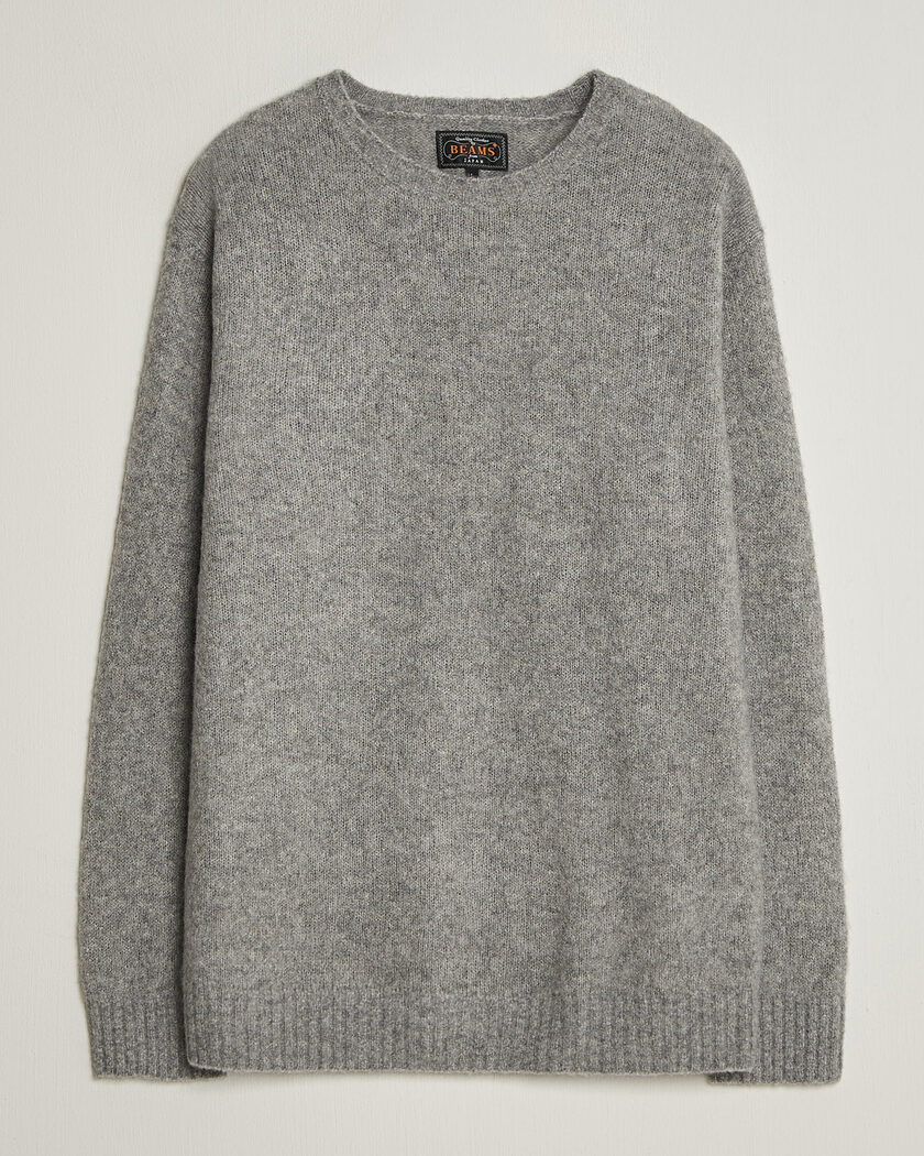BEAMS PLUS Cashmere/Silk Crew Neck Grey Melange – Grijs