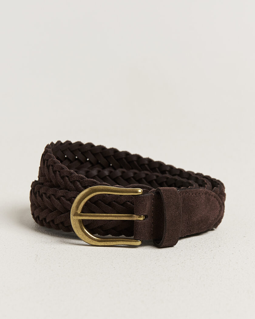 BEAMS PLUS Suede Braided Belt Dark Brown – Bruin