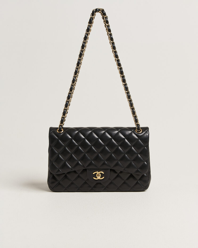 Chanel Pre-Owned Classic Jumbo Double Flap Bag Lambskin Black – Zwart