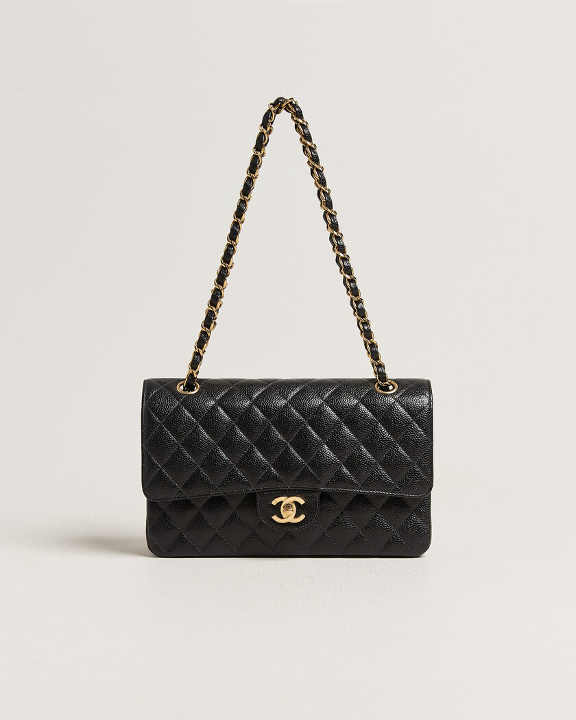 Chanel Pre-Owned Classic Medium Double Flap Bag Caviar Black – Zwart