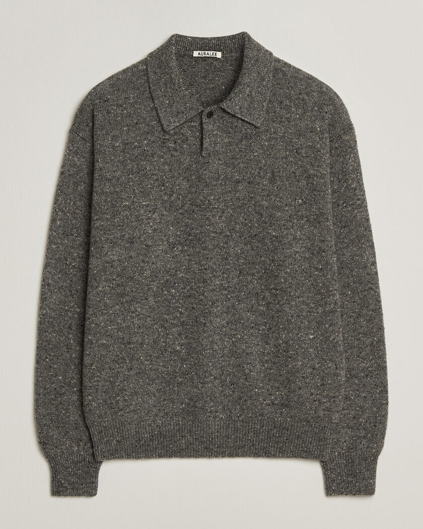 Auralee Cashmere Nep Knit Polo Mix Gray – Grijs