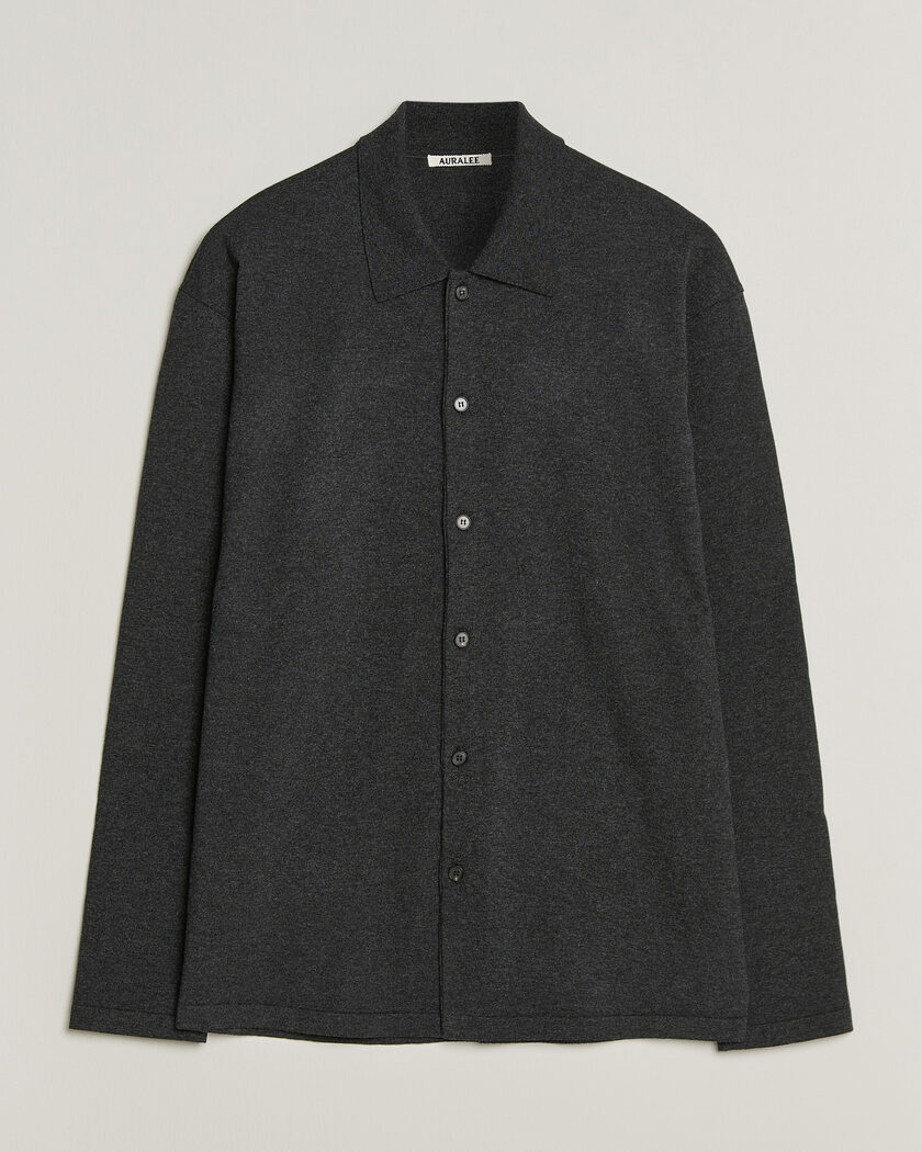 Auralee High Twist Wool Knit Shirt Cardigan Charcoal – Grijs
