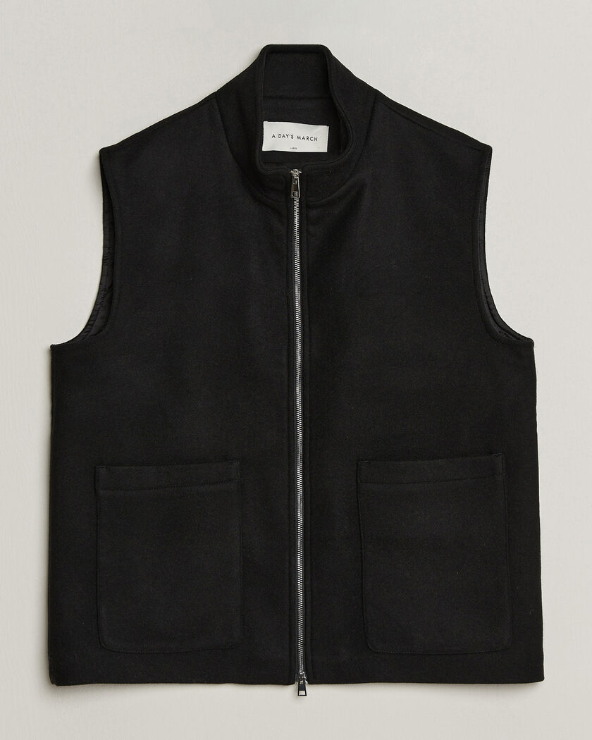 A Day's March Canora Lined Wool Vest Black – Zwart