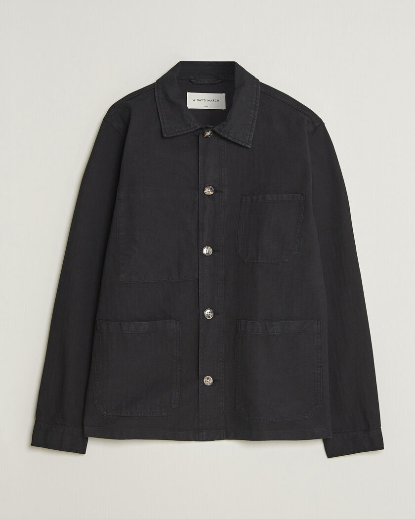 A Day's March Original Herringbone Overshirt Black – Zwart