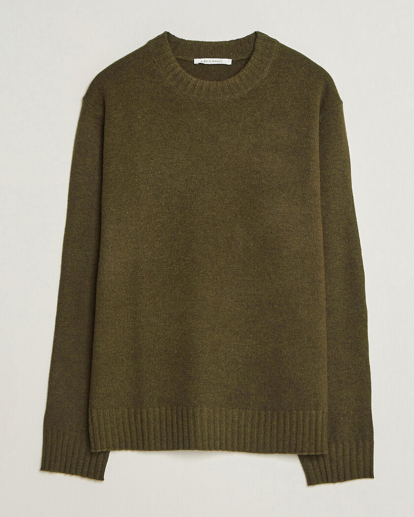 A Day's March Marlow Lambswool Sweater Forest Green – Groen