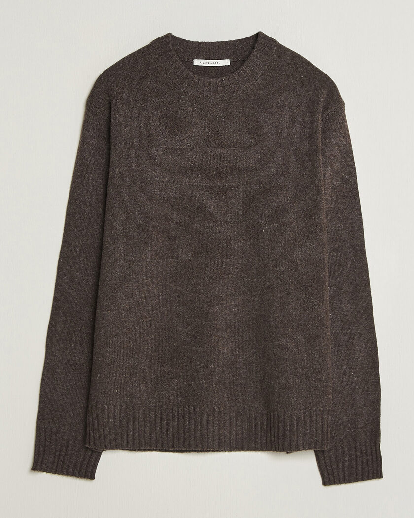 A Day's March Marlow Lambswool Sweater Dark Brown – Bruin
