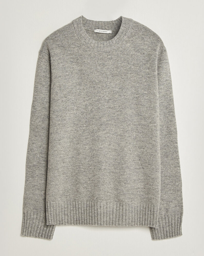 A Day's March Marlow Lambswool Sweater Grey Melange – Grijs