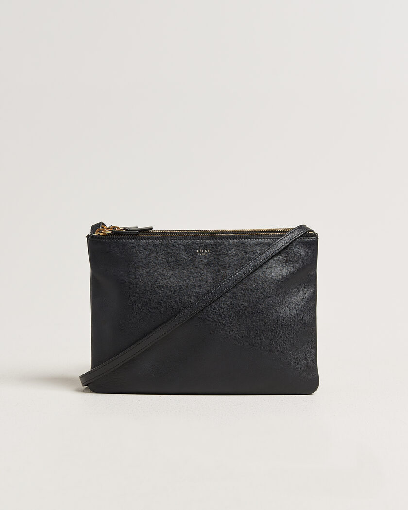Celine Pre-Owned Trio Bag Medium Leather Black – Zwart