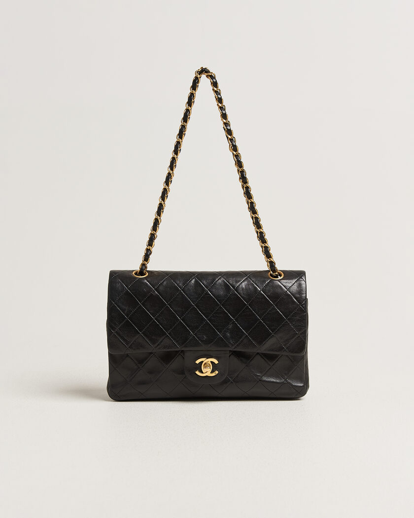 Chanel Pre-Owned Classic Medium Double Flap Bag Lambskin Black – Zwart