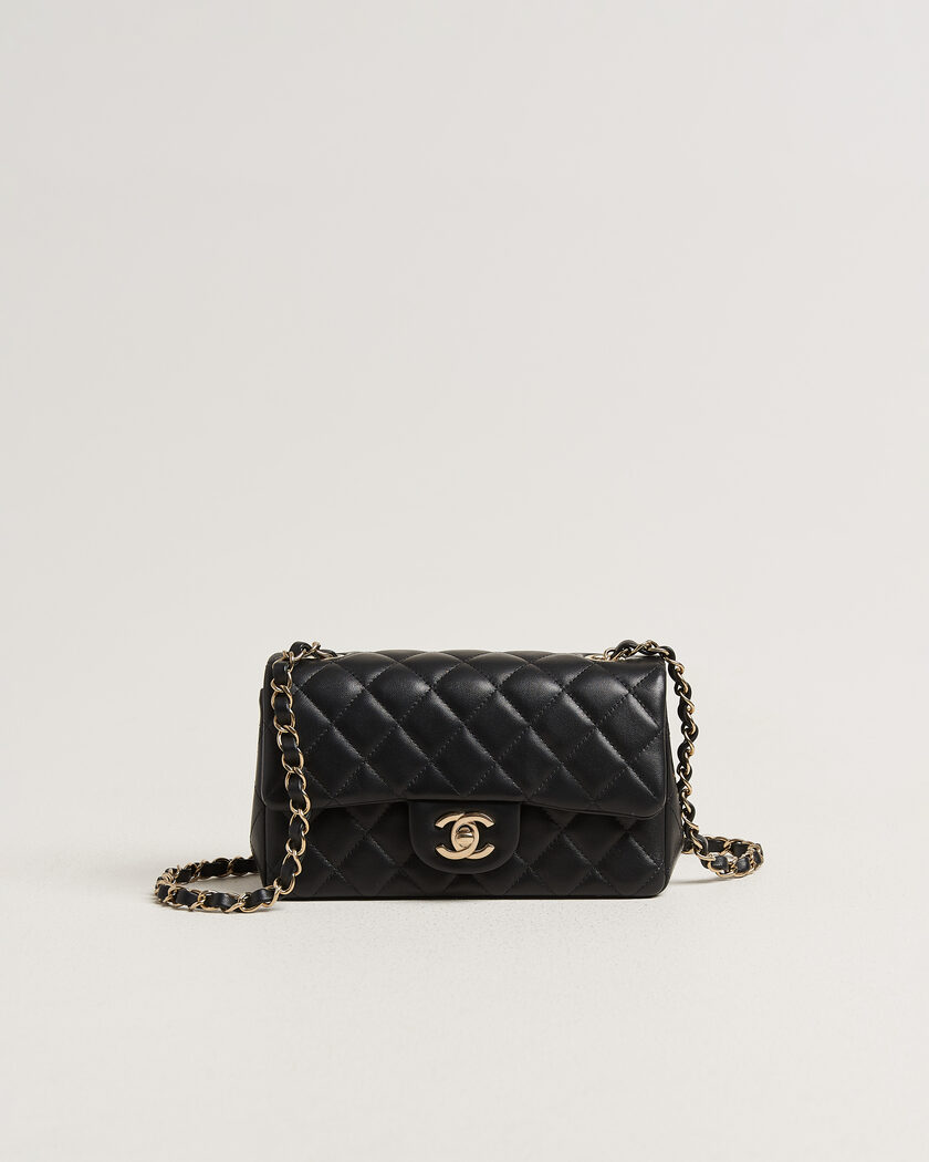 Chanel Pre-Owned Classic Mini Rectangular Single Flap Bag Lambskin Black – Zwart