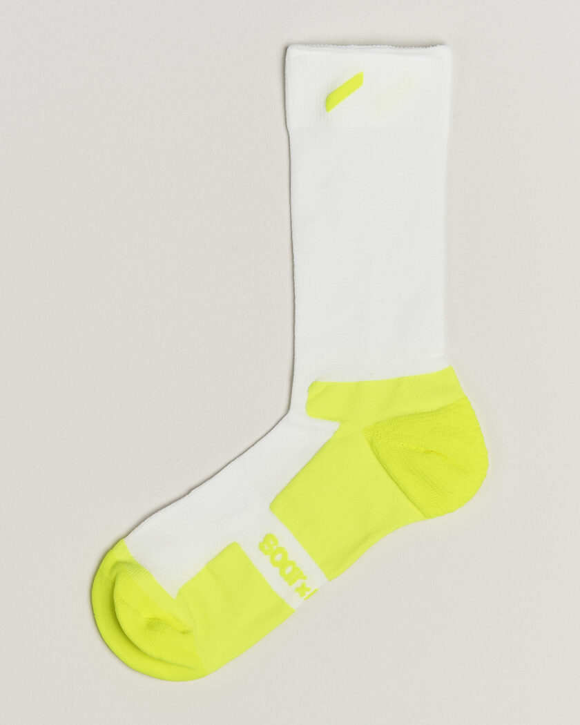 SOAR Running Crew Race Socks White/Fluro Yellow – Wit
