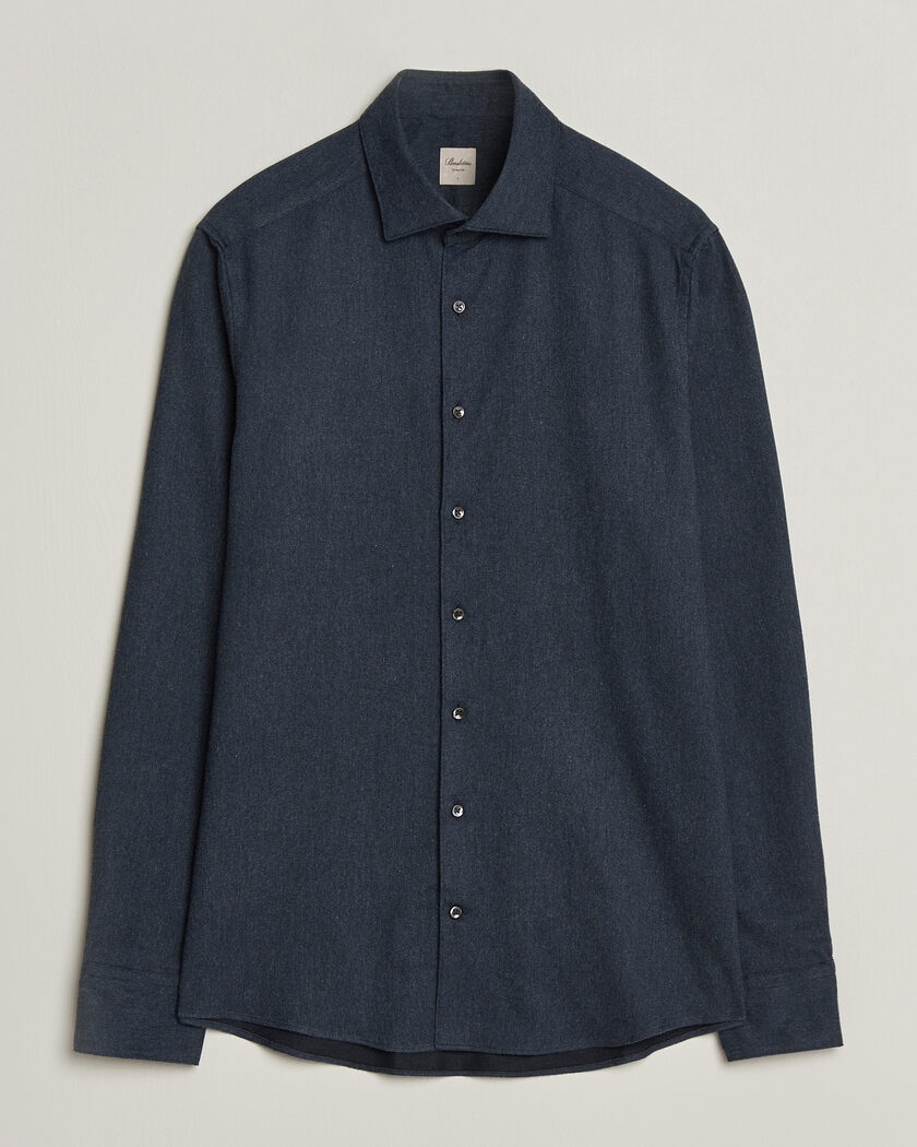 Stenströms Slimline Flannel Shirt Navy – Blauw