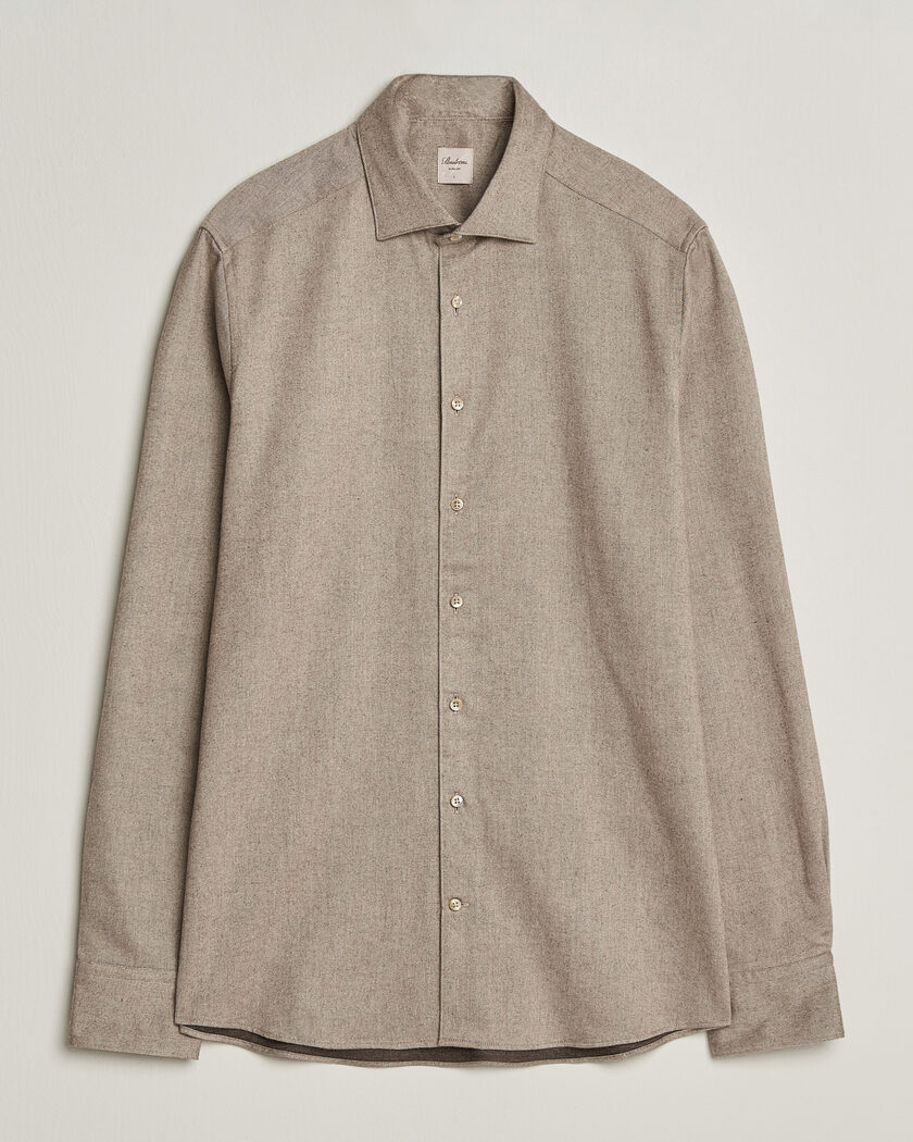 Stenströms Slimline Flannel Shirt Light Brown – Bruin