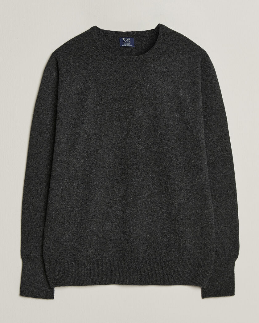 William Lockie Rob Lambswool Crewneck Charcoal – Grijs