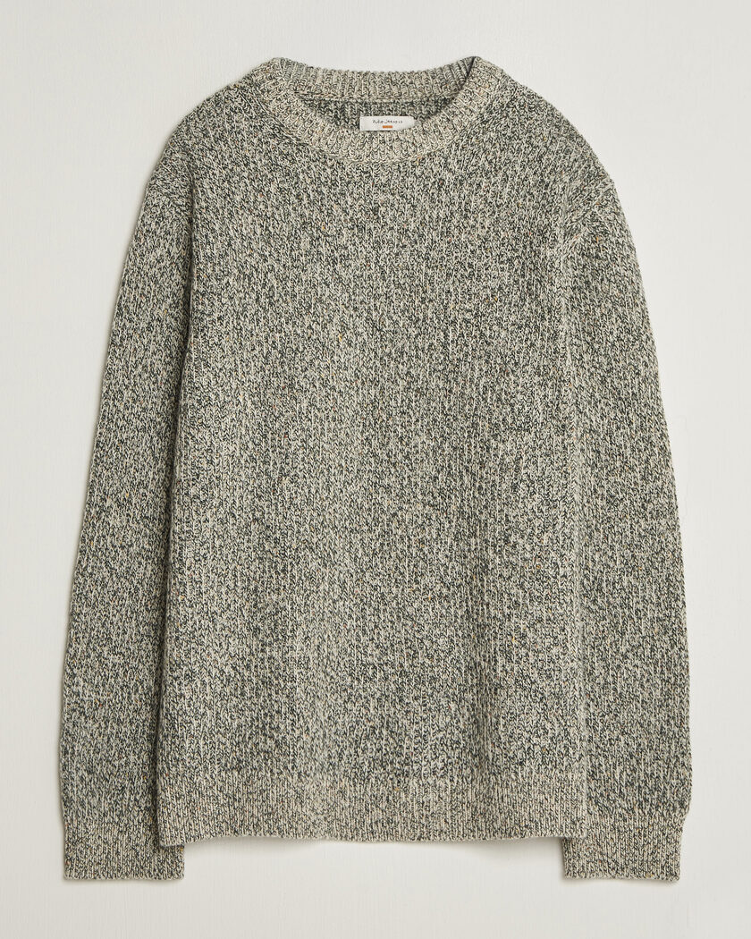 Nudie Jeans August Wool Rib Knitted Sweater Green Melange – Groen