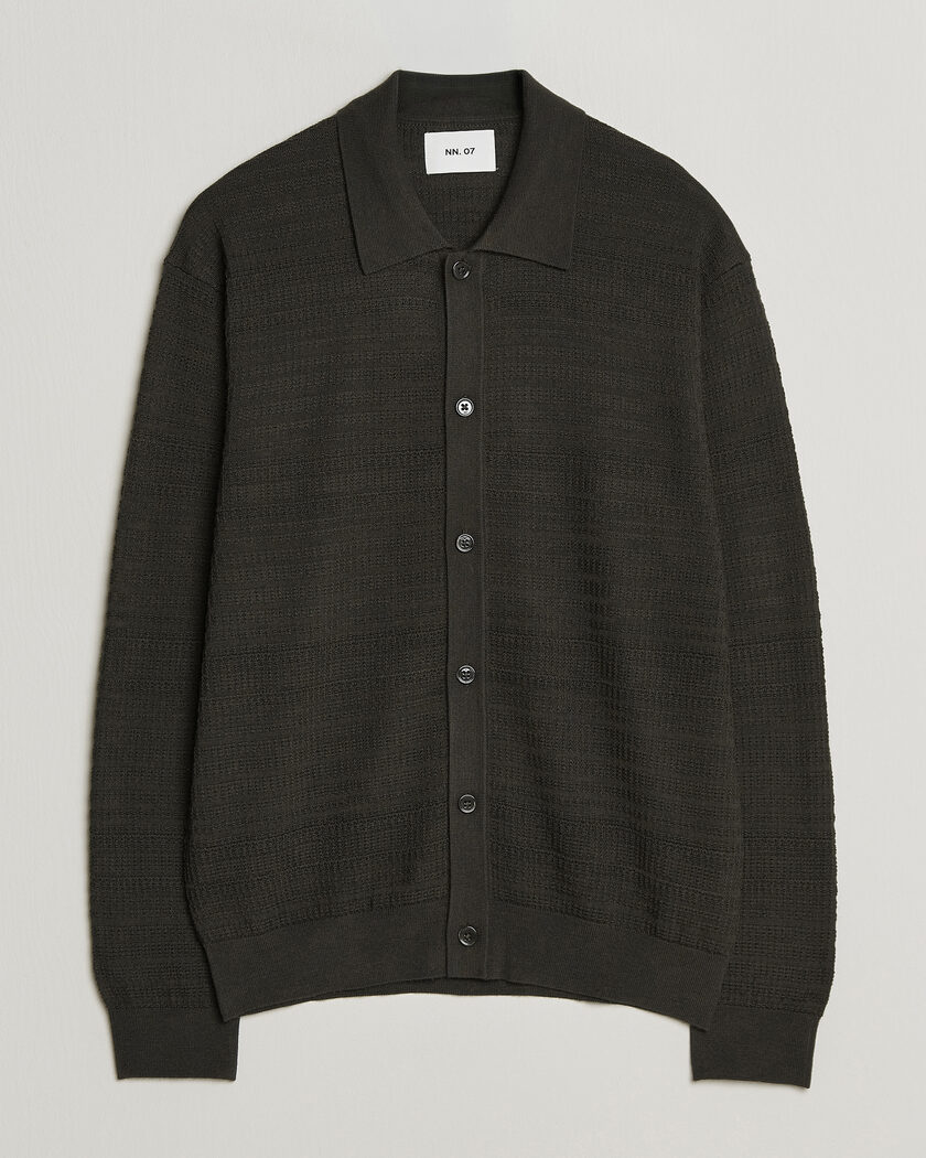 NN07 Nate Wool Knitted Cardigan Dark Army – Groen