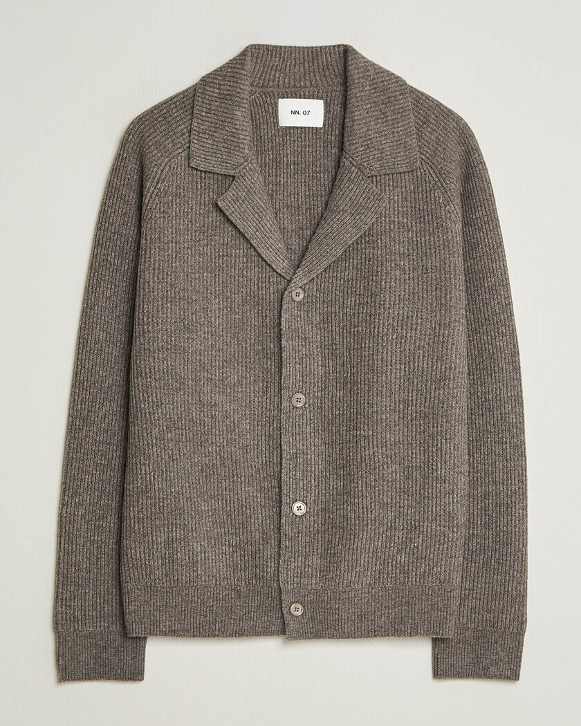  NN07 Shane Wool Knitted Cardigan Mable Husk – Bruin