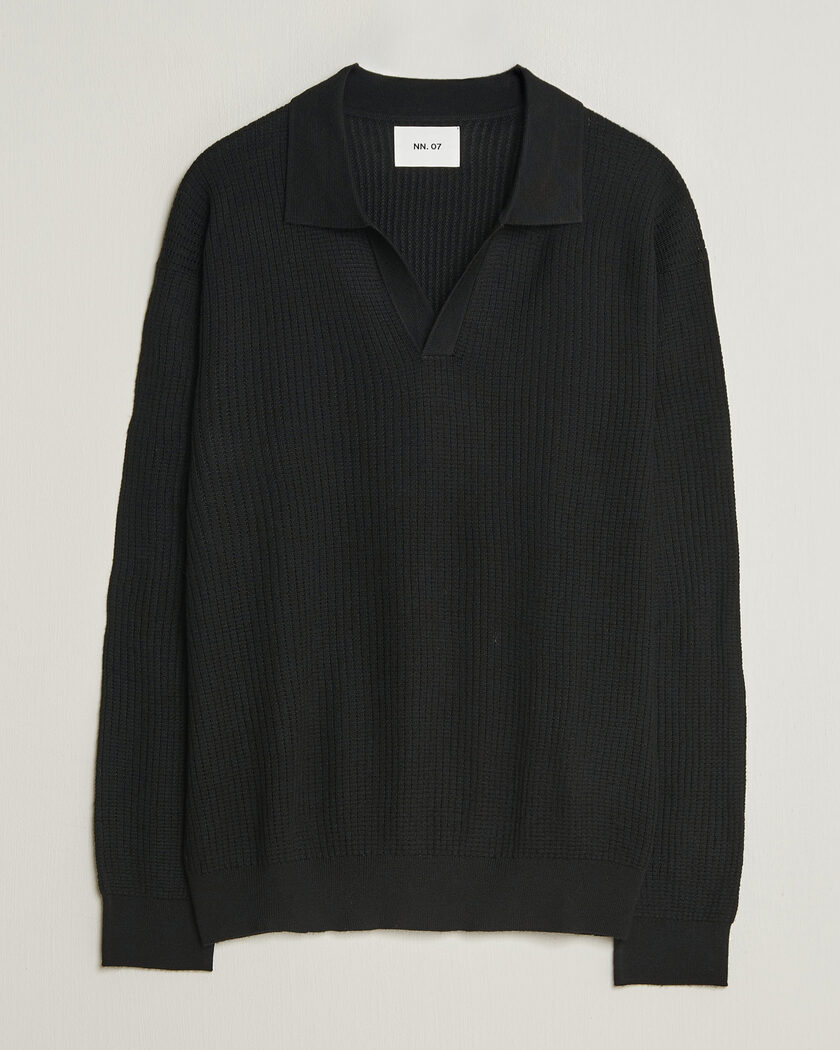 NN07 Nate Wool Knitted Polo Black – Zwart