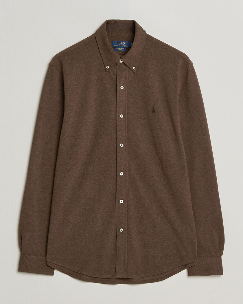 Polo Ralph Lauren Featherweight Mesh Shirt Nutmeg Brown Heather – Bruin