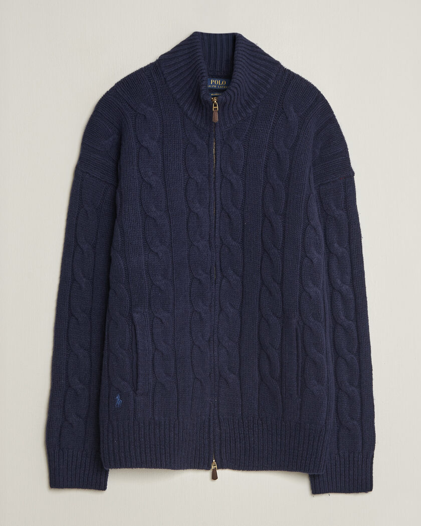 Polo Ralph Lauren Wool/Alpaca Cable Full-Zip Hunter Navy – Blauw