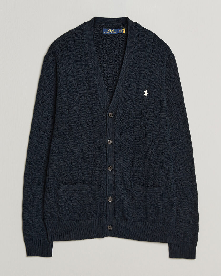 Polo Ralph Lauren Cotton Cable Cardigan Hunter Navy – Blauw