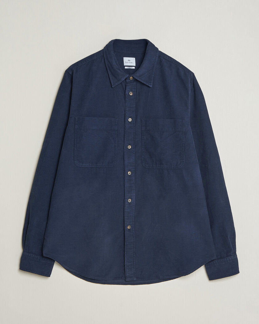 PS Paul Smith Casual Fit Corduroy Shirt Navy – Blauw