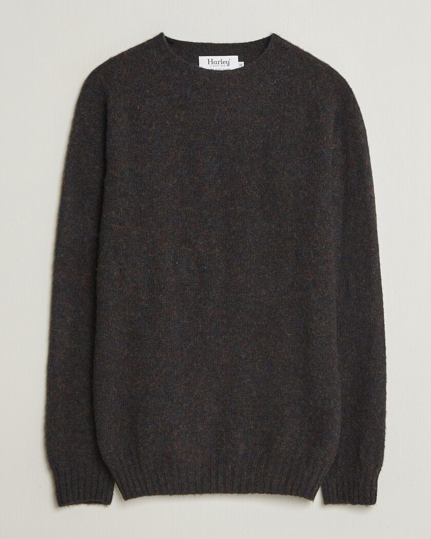 Harley Of Scotland Brushed Supersoft Lambswool Crewneck Volcano – Meerkleurig