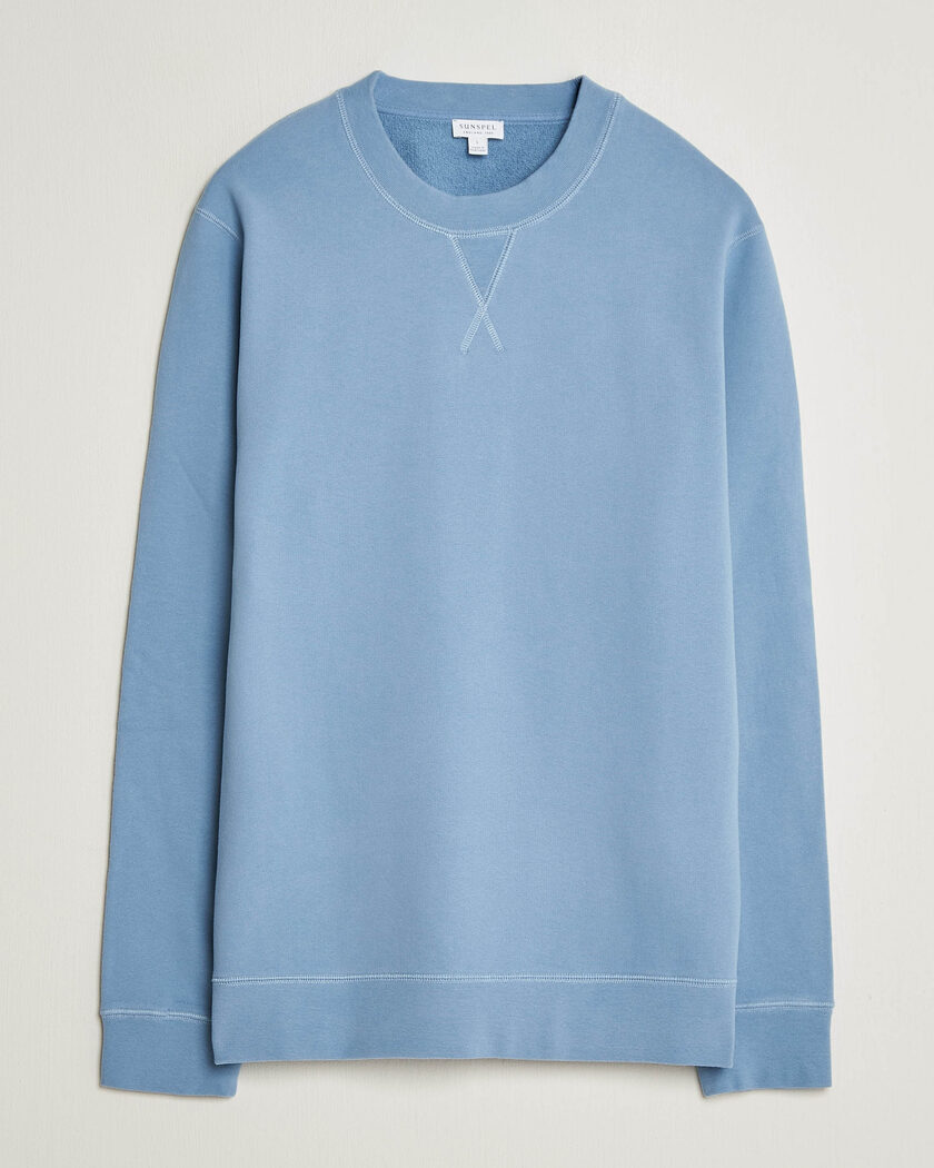 Sunspel Loopback Sweatshirt Studio Blue – Blauw