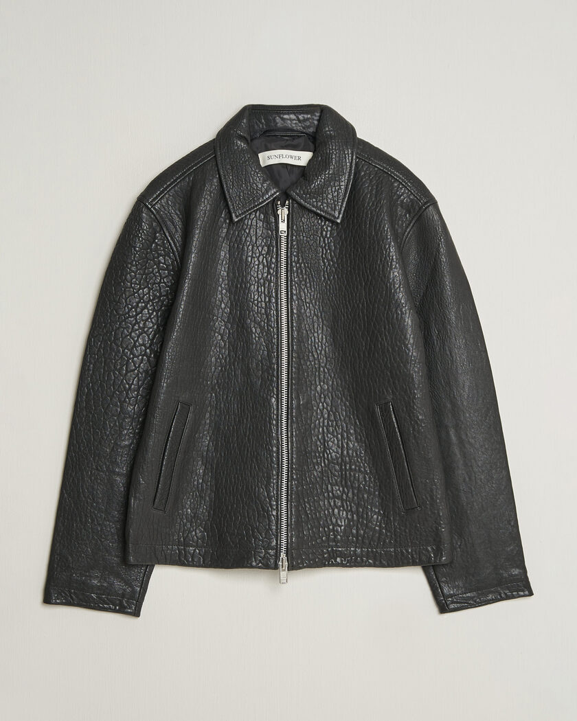 Sunflower Short Leather Jacket Black – Zwart