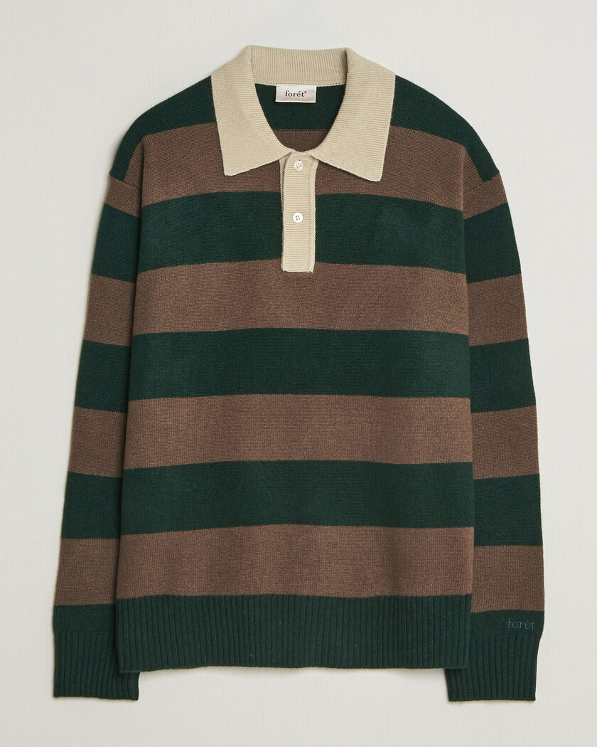 Forét Frost Stripe Knit Polo Deep Green – Groen
