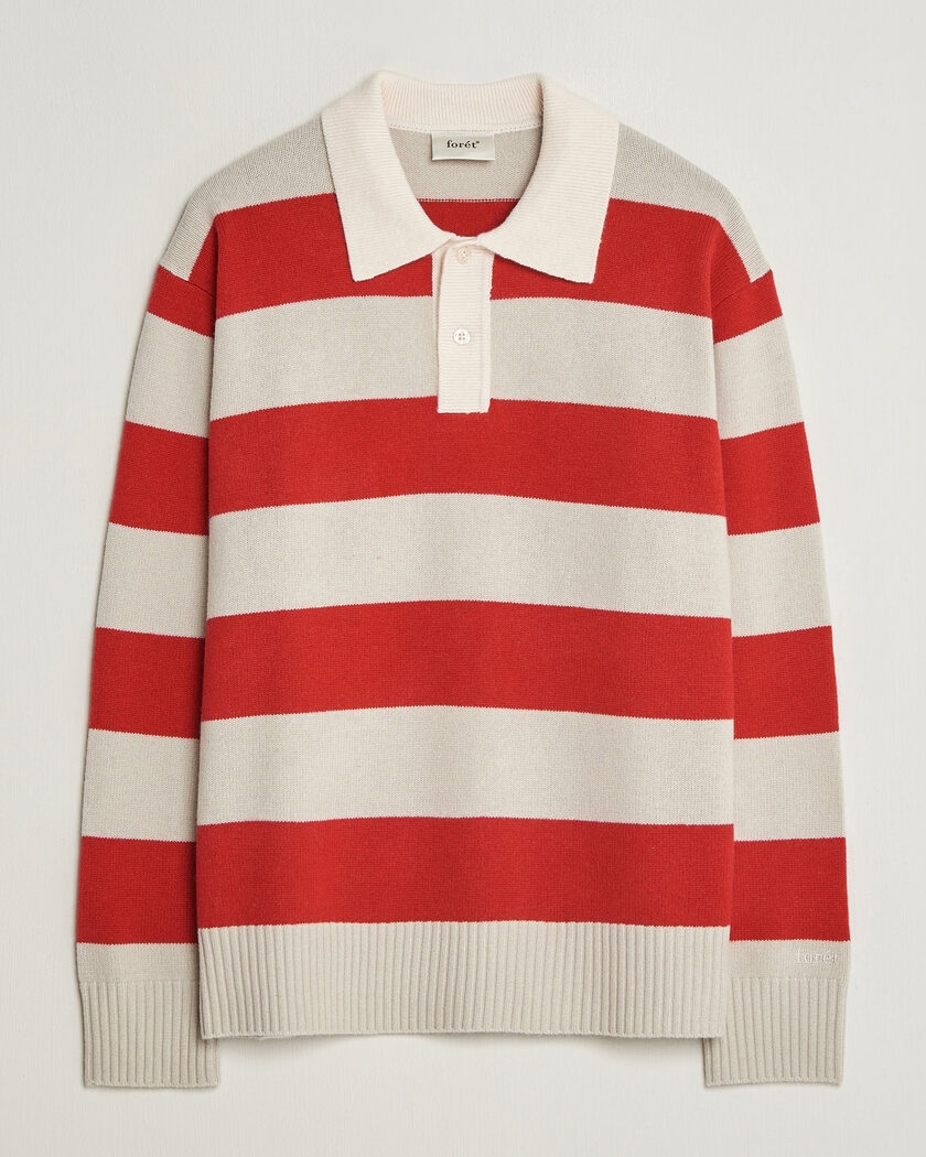 Forét Frost Stripe Knit Polo Red – Rood