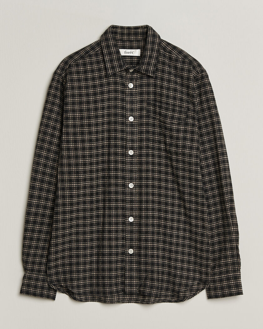 Forét Form Regular Fit Italian Check Shirt Black – Zwart