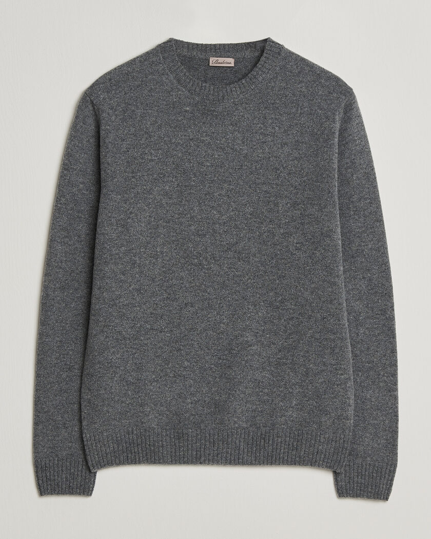 Stenströms Knitted Lambswool Crew Neck Mid Grey Melange – Grijs
