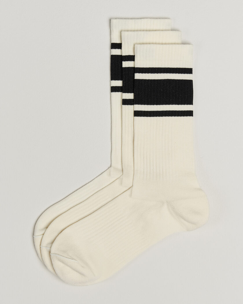 Sweyd 3-Pack Triple Stripe Cotton Socks White/Black – Wit
