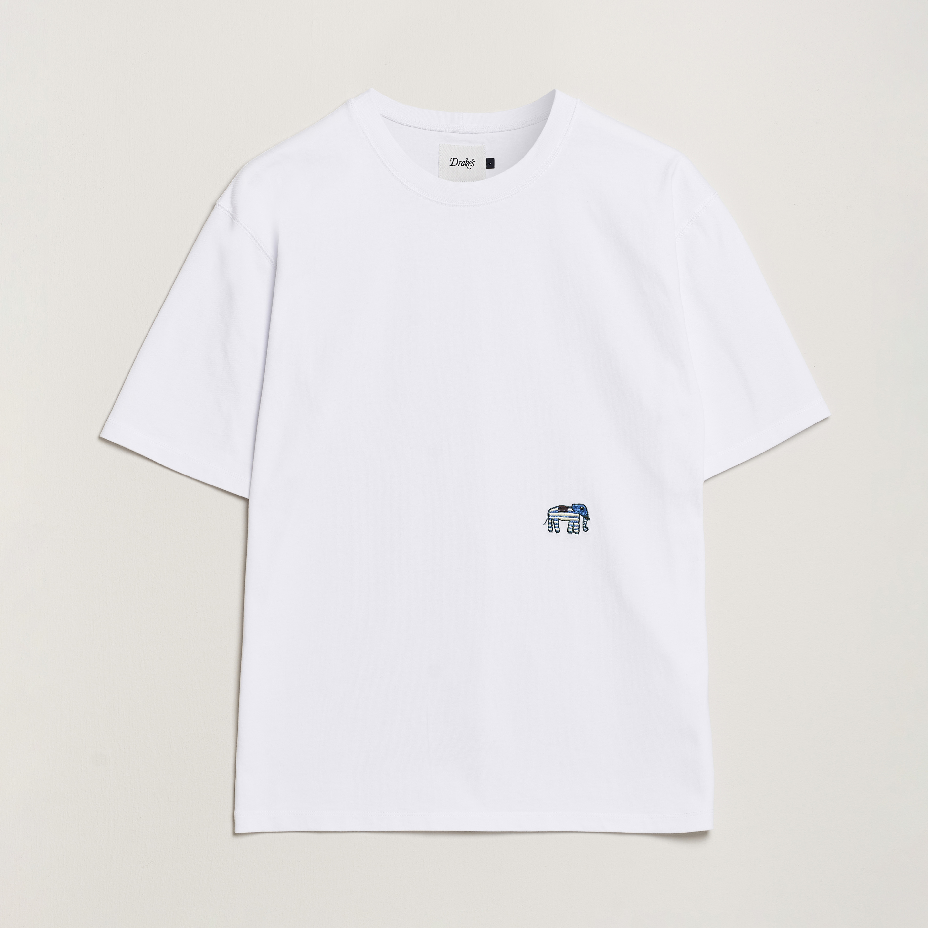 Drake's Elephant Graphic Print Hiking T-Shirt Ecru | Man - CareOfCarl.nl