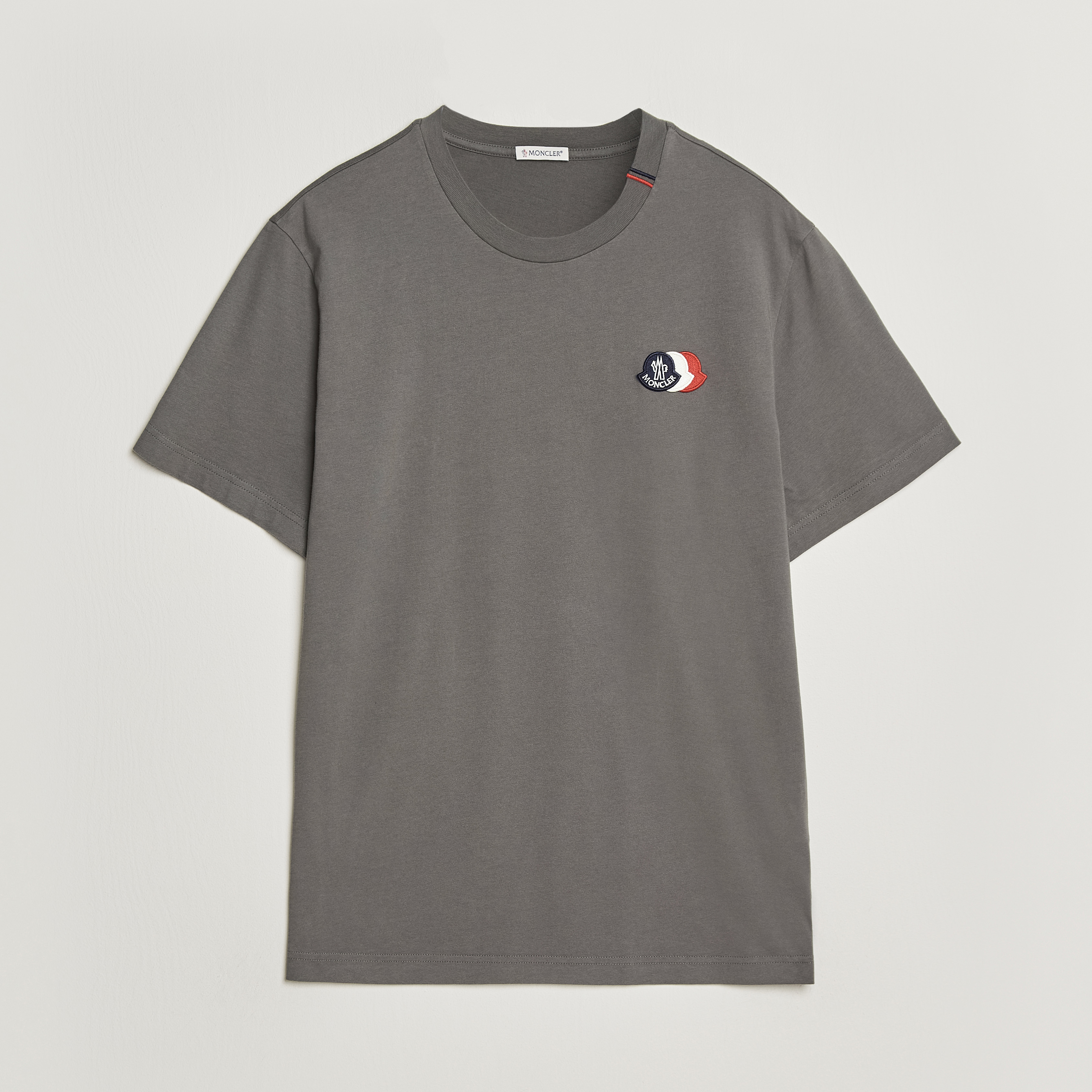 Moncler Tricolore Logo T-Shirt Grey | Man - CareOfCarl.nl