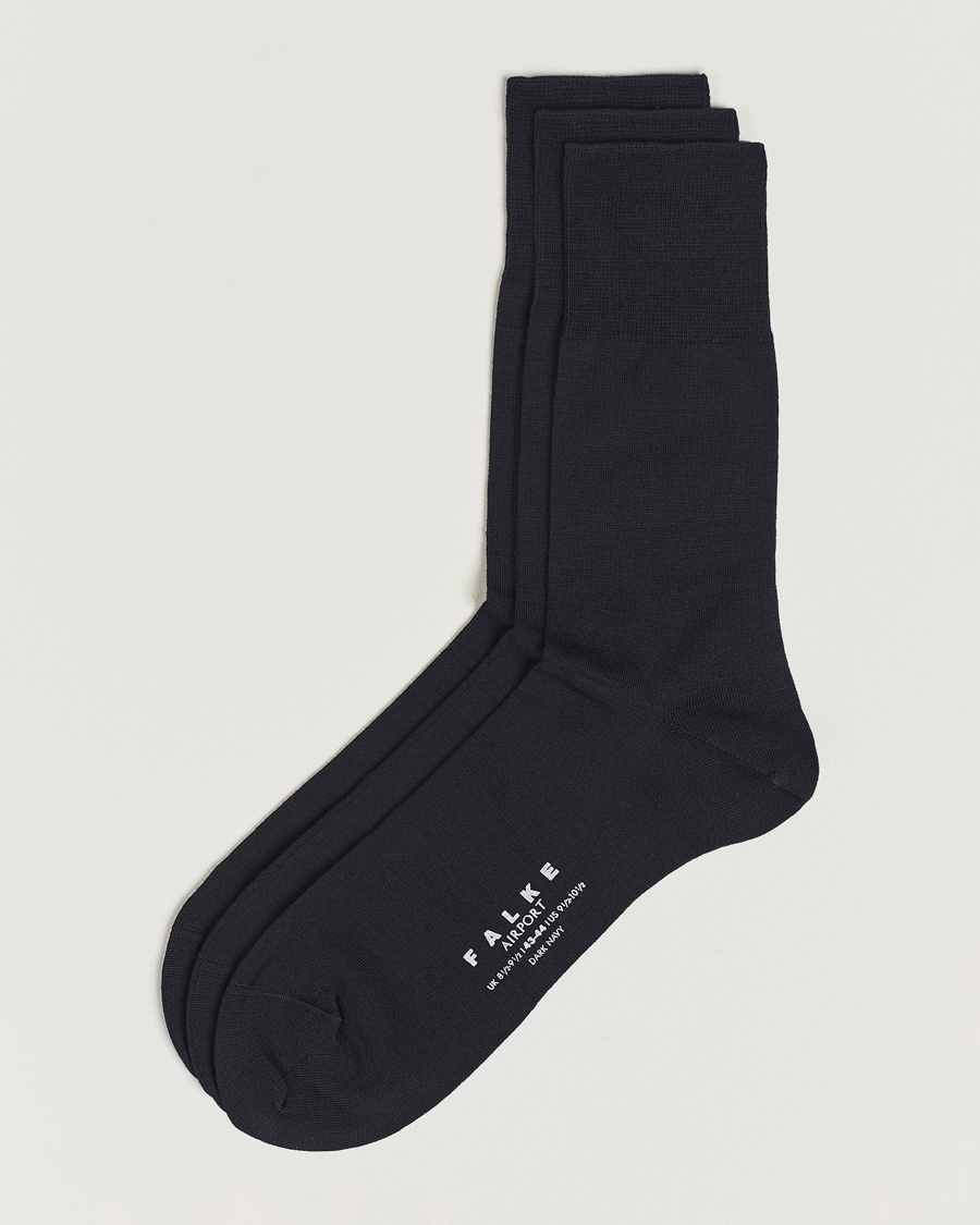 Falke 3-Pack Airport Socks Dark Navy – Blauw