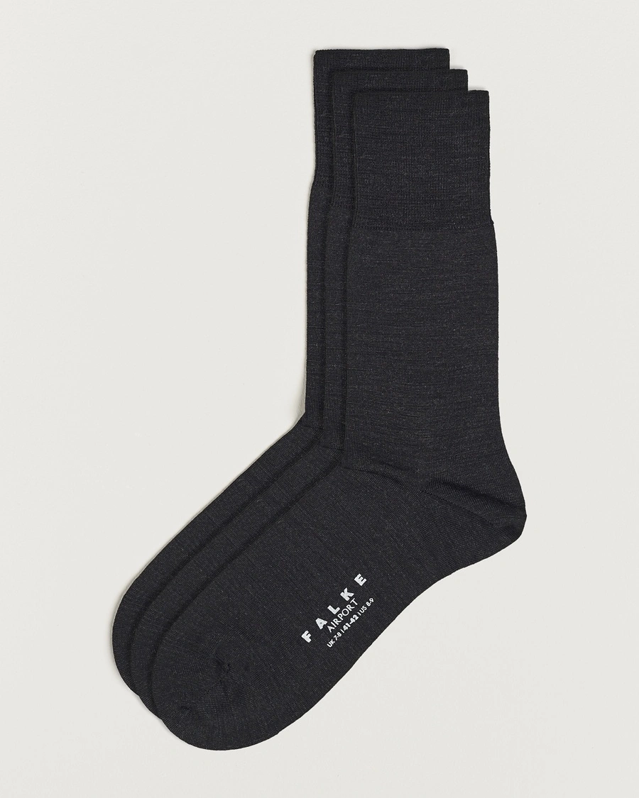 Falke 3-pack Airport Socks Anthracite Melange – Grijs