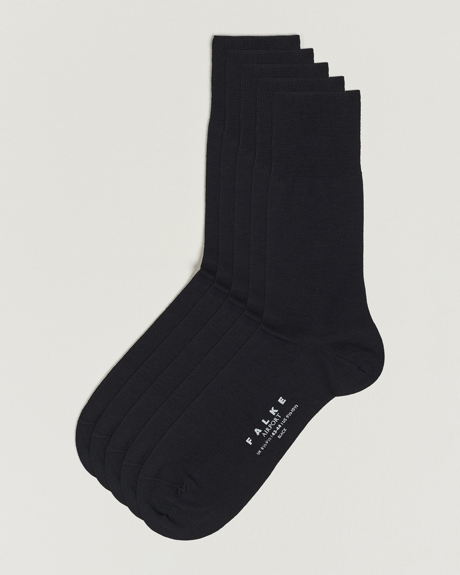 Falke 5-Pack Airport Socks Black – Zwart